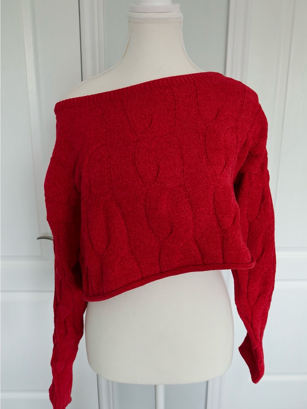 Garage Cropped Cable Crewneck Sweater